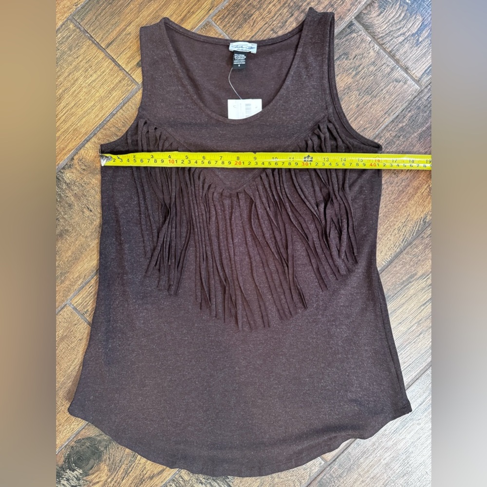 Chic Brown Fringe Tank Top